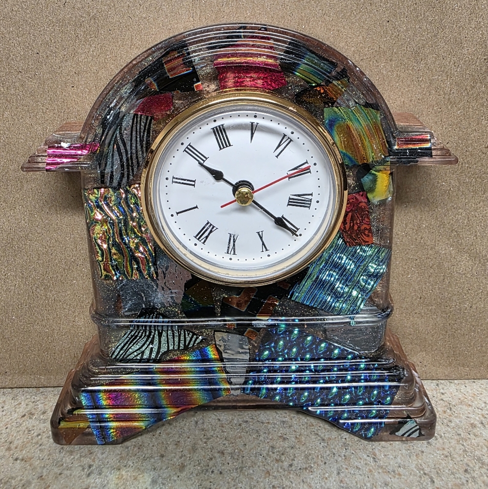 Handmade Resin And Dichroic Glass Clock